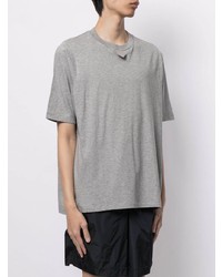 T-shirt à col rond gris Fumito Ganryu