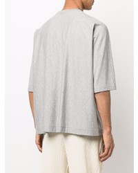 T-shirt à col rond gris Homme Plissé Issey Miyake