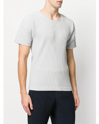 T-shirt à col rond gris Homme Plissé Issey Miyake