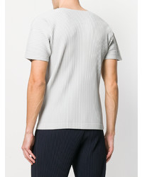 T-shirt à col rond gris Homme Plissé Issey Miyake