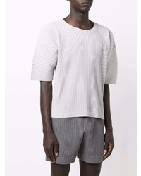 T-shirt à col rond gris Homme Plissé Issey Miyake