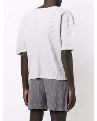 T-shirt à col rond gris Homme Plissé Issey Miyake