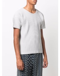 T-shirt à col rond gris Homme Plissé Issey Miyake