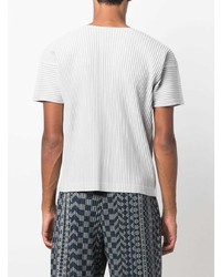 T-shirt à col rond gris Homme Plissé Issey Miyake