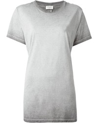 T-shirt à col rond gris Saint Laurent
