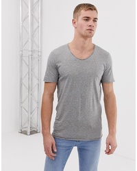 T-shirt à col rond gris Selected Homme