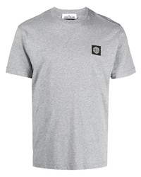 T-shirt à col rond gris Stone Island