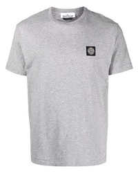 T-shirt à col rond gris Stone Island