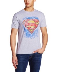 T-shirt à col rond gris Superman
