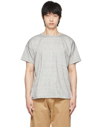 T-shirt à col rond gris Taiga Takahashi