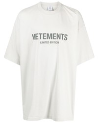 T-shirt à col rond gris Vetements