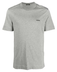 T-shirt à col rond gris Zegna