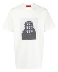 T-shirt à col rond imprimé beige 424