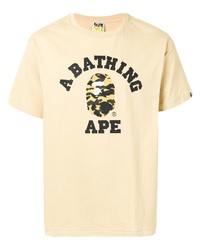 T-shirt à col rond imprimé beige A Bathing Ape