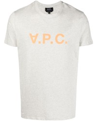 T-shirt à col rond imprimé beige A.P.C.