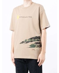 T-shirt à col rond imprimé beige AAPE BY A BATHING APE