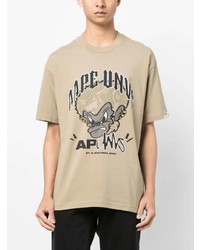 T-shirt à col rond imprimé beige AAPE BY A BATHING APE