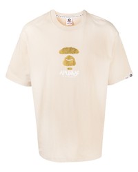 T-shirt à col rond imprimé beige AAPE BY A BATHING APE