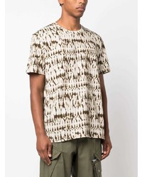 T-shirt à col rond imprimé beige MARANT