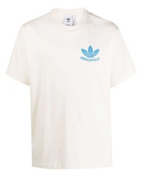 T-shirt à col rond imprimé beige adidas