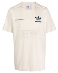 T-shirt à col rond imprimé beige adidas