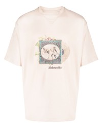 T-shirt à col rond imprimé beige Ahluwalia