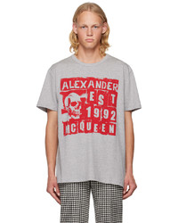 T-shirt à col rond imprimé beige Alexander McQueen