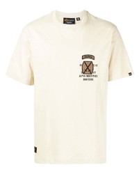 T-shirt à col rond imprimé beige Alpha Industries