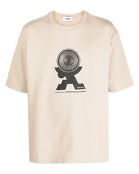 T-shirt à col rond imprimé beige Ambush