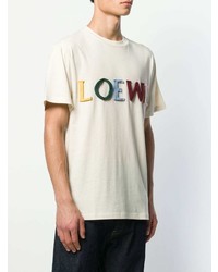 T-shirt à col rond imprimé beige Loewe