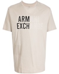 T-shirt à col rond imprimé beige Armani Exchange