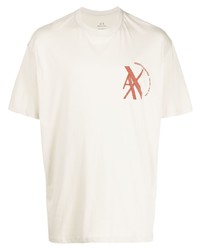 T-shirt à col rond imprimé beige Armani Exchange