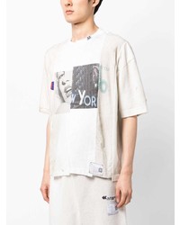 T-shirt à col rond imprimé beige Maison Mihara Yasuhiro