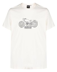 T-shirt à col rond imprimé beige Barbour