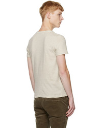 T-shirt à col rond imprimé beige Remi Relief