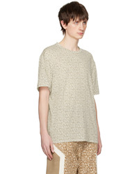 T-shirt à col rond imprimé beige Balmain