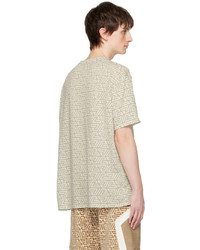 T-shirt à col rond imprimé beige Balmain