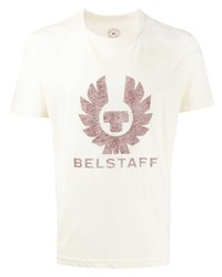 T-shirt à col rond imprimé beige Belstaff