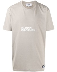 T-shirt à col rond imprimé beige Blood Brother