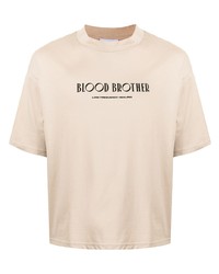 T-shirt à col rond imprimé beige Blood Brother