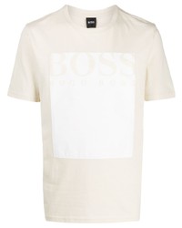 T-shirt à col rond imprimé beige BOSS HUGO BOSS