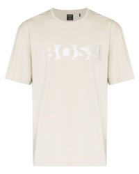 T-shirt à col rond imprimé beige BOSS