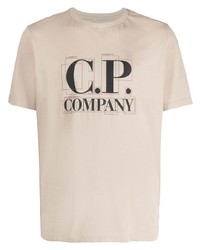 T-shirt à col rond imprimé beige C.P. Company