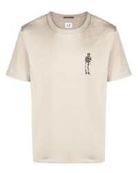 T-shirt à col rond imprimé beige C.P. Company