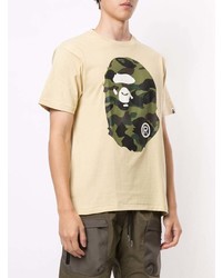 T-shirt à col rond imprimé beige A Bathing Ape