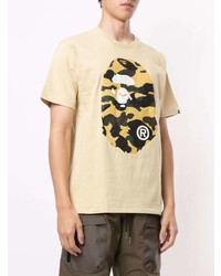 T-shirt à col rond imprimé beige A Bathing Ape