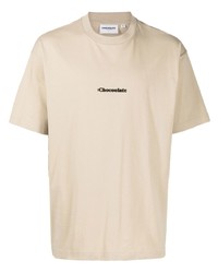 T-shirt à col rond imprimé beige Chocoolate