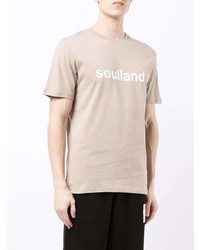 T-shirt à col rond imprimé beige Soulland