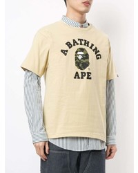 T-shirt à col rond imprimé beige A Bathing Ape