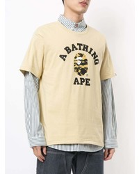 T-shirt à col rond imprimé beige A Bathing Ape